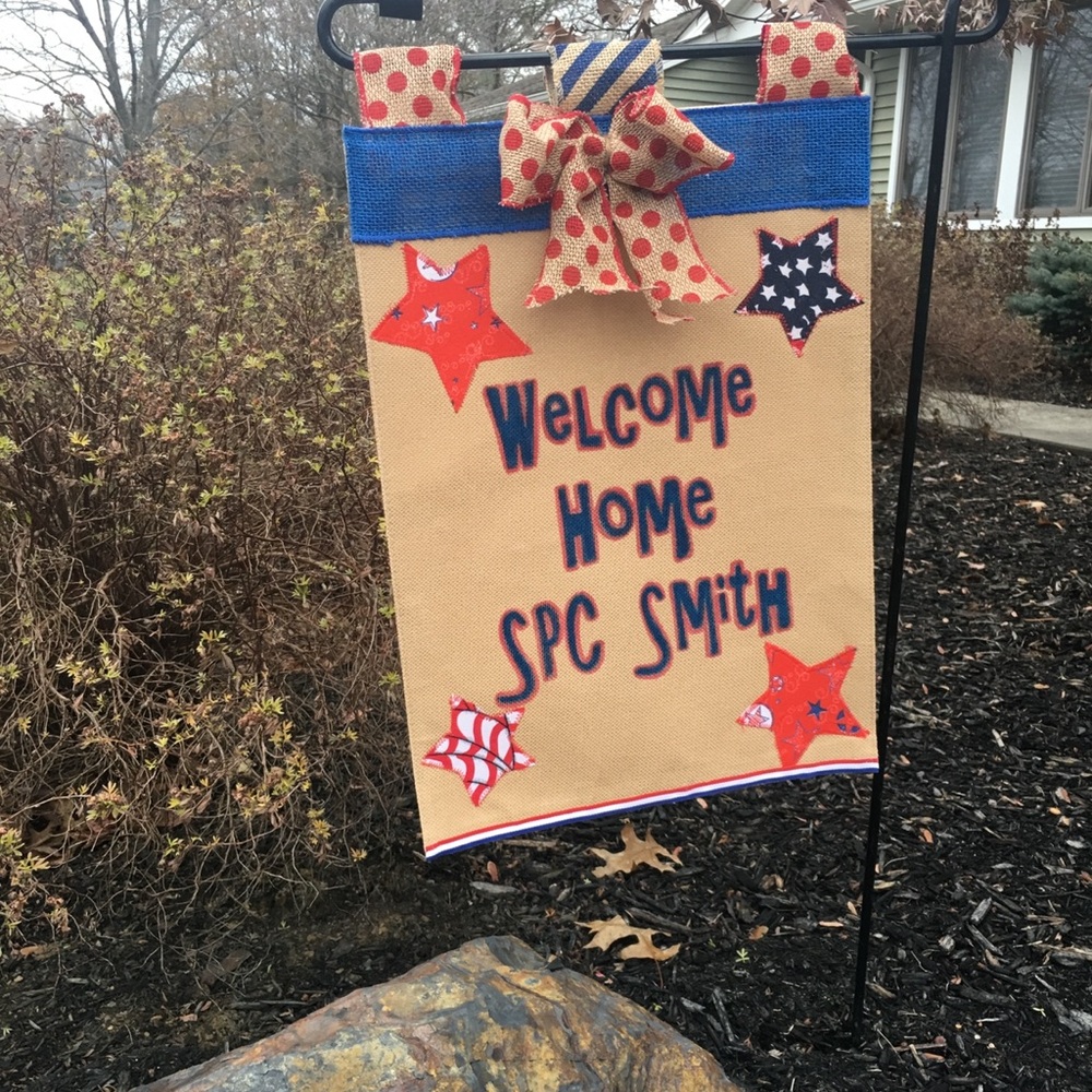Welcome Home SPC Smith Patriotic Garden Flag